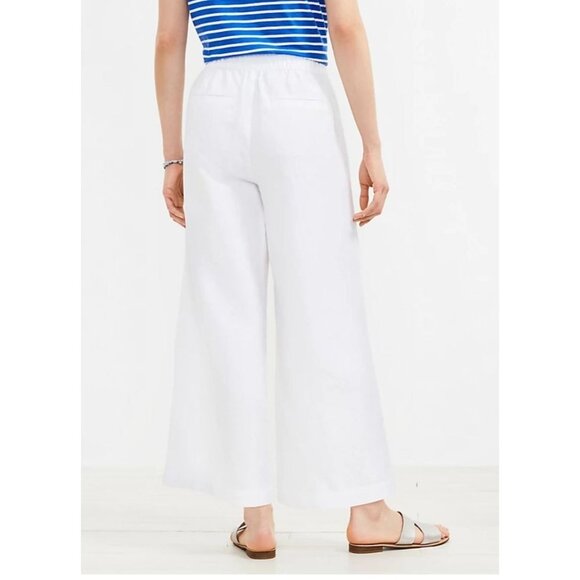 Zara Womens Pull On Elastic Waist Drawstring Linen Trouser Pants White Sz L - Picture 2 of 12